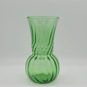 Anchor Hocking Sage Green Fluted Vase - Blown Glass, 6 7/8", Vintage